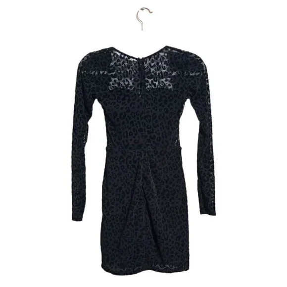 NWT Meshki black seara devore long sleeve corset top leopard mini dress size XS - Picture 5 of 13